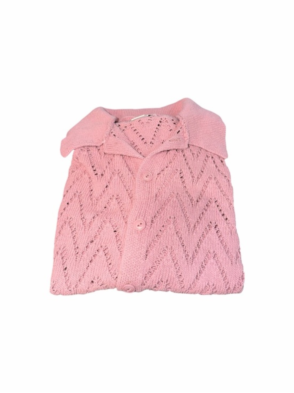 BDG Urban Outfitters Pink Open Knit Crochet Button Up Shirt Men’s Size L